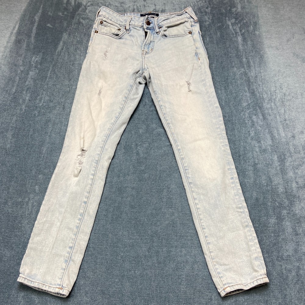 Aeropostale Skinny Jeans Womens 27/28 Blue Denim Distressed Stretch Streetwear